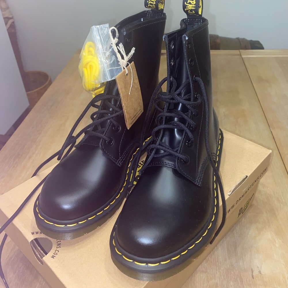 Dr. Martens Black 1460 W Smooth Lace-Up Boots